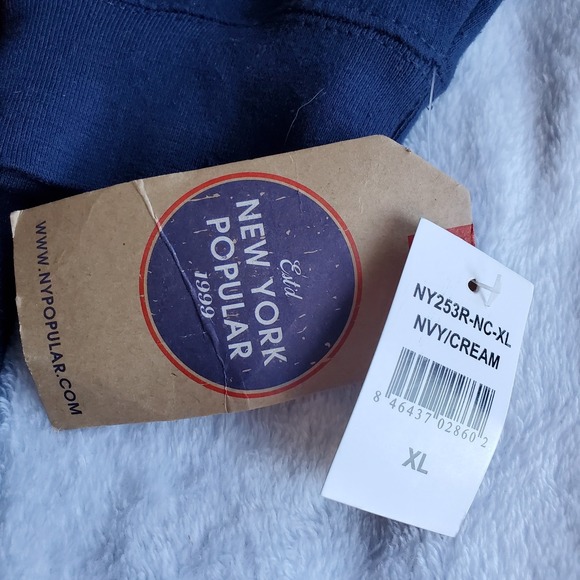 NWT Boston Sweatshirt Men's XL Navy Blue Crew Embroidered New York Popular NEW - Picture 2 of 8